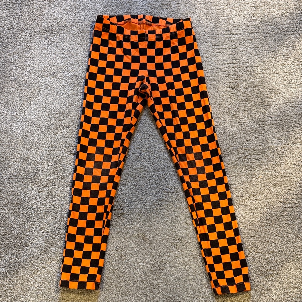 Cat & Jack Orange and Black Checkered Leggings